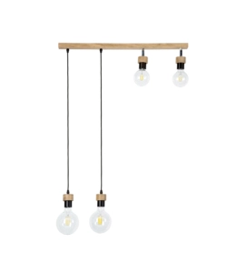 LAMPADARIO 4 LUCI "CLARTINA" METALLO E LEGNO, E27